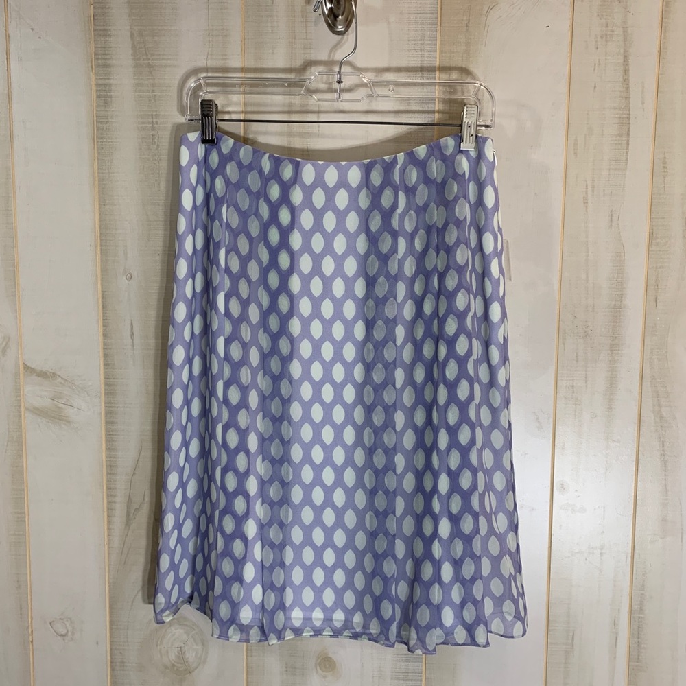 Worth Blue White Polka Dot 100% Silk Skirt 6